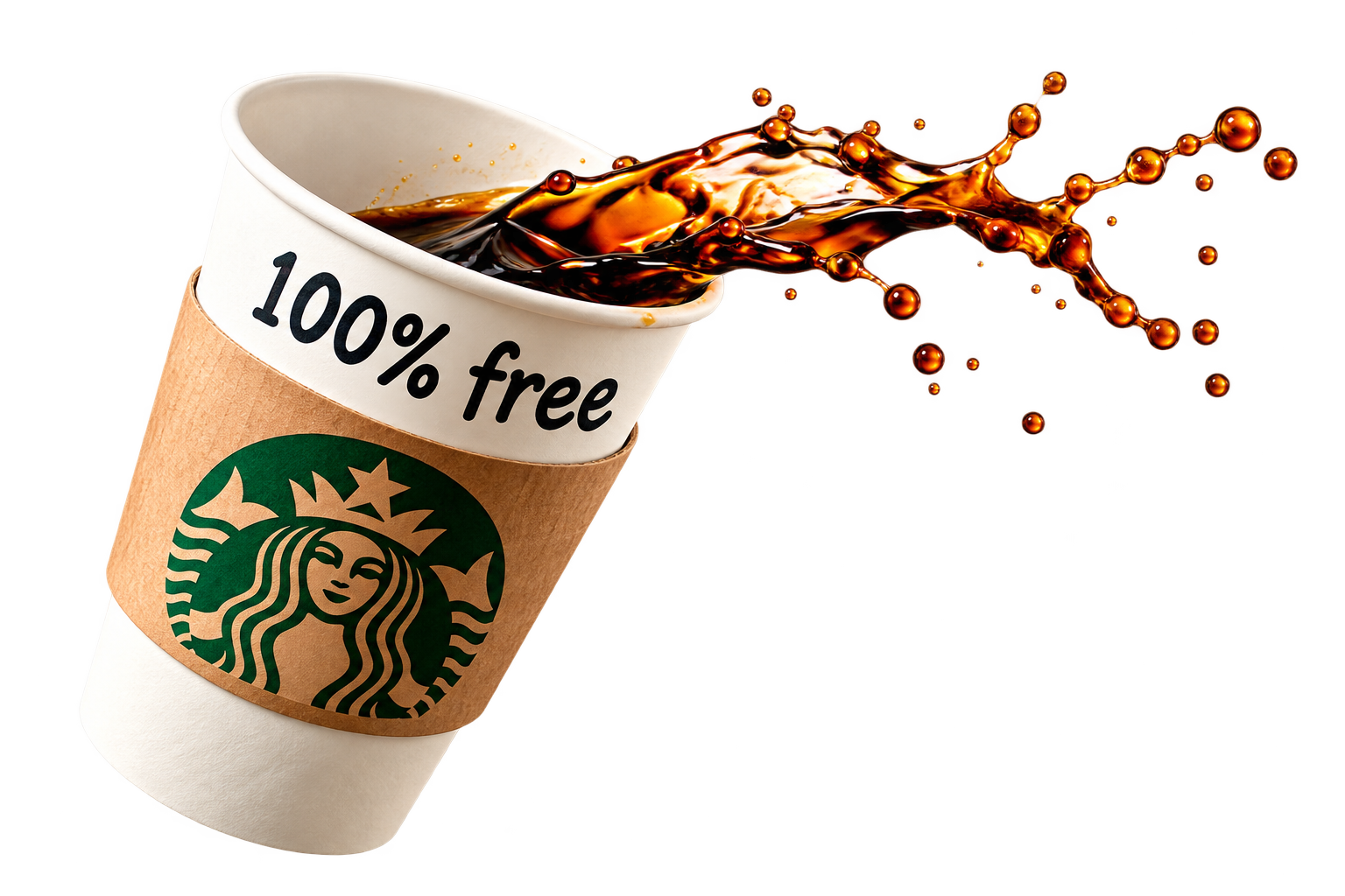 A cup marked 100% free