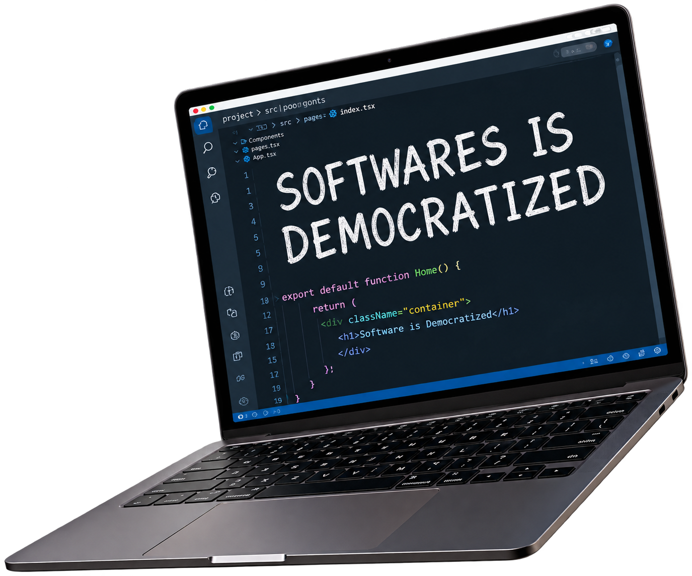 Laptop showing software being built